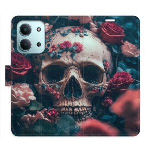 Flip pouzdro iSaprio - Xiaomi Redmi 15C - Skull in Roses 02 s kapsičkami na karty