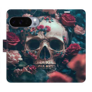 Flip pouzdro iSaprio - Google Pixel 10 / 10 Pro - Skull in Roses 02 s kapsičkami na karty