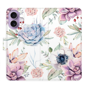 Flip pouzdro iSaprio - Apple iPhone 17 - Succulents Pattern s kapsičkami na karty