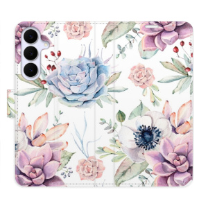 Flip pouzdro iSaprio - Samsung Galaxy S25 FE - Succulents Pattern s kapsičkami na karty