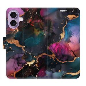 Flip pouzdro iSaprio - Apple iPhone 17 - Dark Marble s kapsičkami na karty