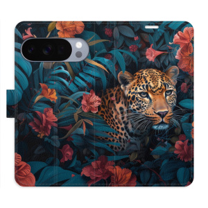 Flip pouzdro iSaprio - Google Pixel 10 / 10 Pro - Flower Jaguar 02 s kapsičkami na karty