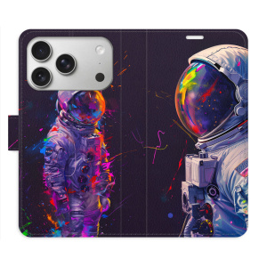 Flip pouzdro iSaprio - Apple iPhone 17 Pro - Neon Astronaut 02 s kapsičkami na karty
