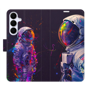 Flip pouzdro iSaprio - Samsung Galaxy S25 FE - Neon Astronaut 02 s kapsičkami na karty