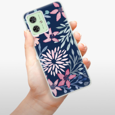 Silikonový obal iSaprio - Motorola Moto G54 5G - Leaves on Blue