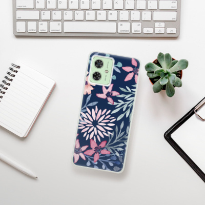 Silikonový obal iSaprio - Motorola Moto G54 5G - Leaves on Blue