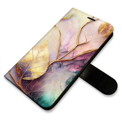 Flip pouzdro iSaprio na mobil Xiaomi Redmi 14C / Poco C75 - Gold Leaves 02 s kapsičkami na karty