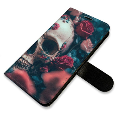Flip pouzdro iSaprio na mobil Honor 400 Lite - Skull in Roses 02 s kapsičkami na karty