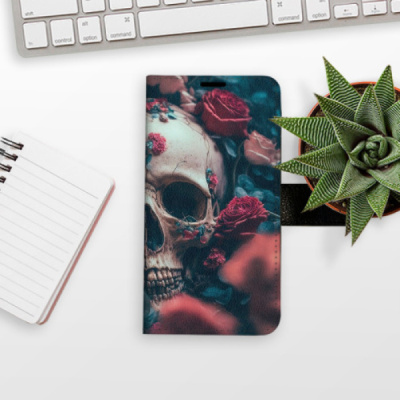 Flip pouzdro iSaprio na mobil Honor 400 Lite - Skull in Roses 02 s kapsičkami na karty
