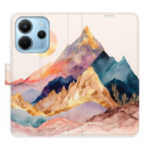 Flip pouzdro iSaprio na mobil Xiaomi Redmi Note 14 4G - Beautiful Mountains s kapsičkami na karty