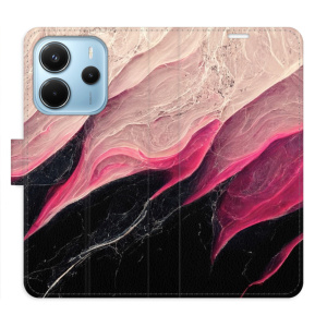 Flip pouzdro iSaprio na mobil Xiaomi Redmi Note 14 4G - BlackPink Marble s kapsičkami na karty