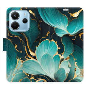 Flip pouzdro iSaprio na mobil Xiaomi Redmi Note 14 4G - Blue Flowers 02 s kapsičkami na karty