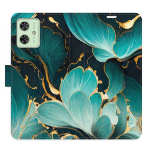 Flip pouzdro iSaprio na mobil Motorola Moto G54 5G - Blue Flowers 02 s kapsičkami na karty