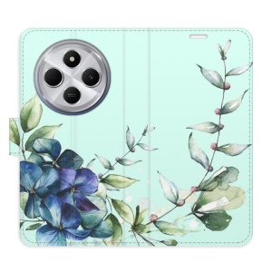 Flip pouzdro iSaprio na mobil Xiaomi Redmi 14C / Poco C75 - Blue Flowers s kapsičkami na karty