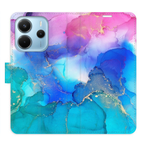 Flip pouzdro iSaprio na mobil Xiaomi Redmi Note 14 4G - BluePink Paint s kapsičkami na karty