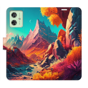 Flip pouzdro iSaprio na mobil Motorola Moto G54 5G - Colorful Mountains s kapsičkami na karty