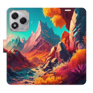 Flip pouzdro iSaprio na mobil Honor 400 Lite - Colorful Mountains s kapsičkami na karty