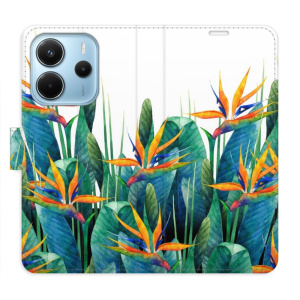 Flip pouzdro iSaprio na mobil Xiaomi Redmi Note 14 4G - Exotic Flowers 02 s kapsičkami na karty