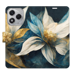 Flip pouzdro iSaprio na mobil Honor 400 Lite - Gold Flowers s kapsičkami na karty