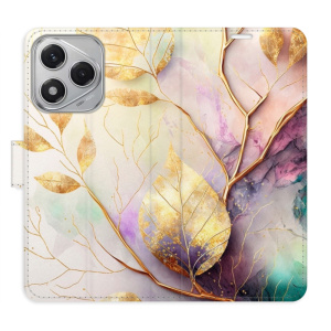 Flip pouzdro iSaprio na mobil Honor 400 Lite - Gold Leaves 02 s kapsičkami na karty