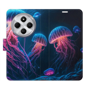 Flip pouzdro iSaprio na mobil Xiaomi Redmi 14C / Poco C75 - Jellyfish s kapsičkami na karty