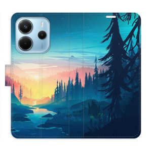 Flip pouzdro iSaprio na mobil Xiaomi Redmi Note 14 4G - Magical Landscape s kapsičkami na karty
