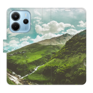 Flip pouzdro iSaprio na mobil Xiaomi Redmi Note 14 4G - Mountain Valley s kapsičkami na karty