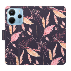 Flip pouzdro iSaprio na mobil Xiaomi Redmi Note 14 4G - Ornamental Flowers 02 s kapsičkami na karty