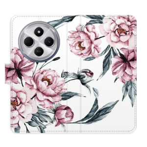 Flip pouzdro iSaprio na mobil Xiaomi Redmi 14C / Poco C75 - Pink Flowers s kapsičkami na karty