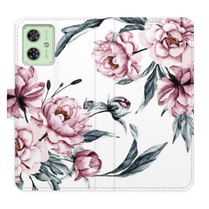 Flip pouzdro iSaprio na mobil Motorola Moto G54 5G - Pink Flowers s kapsičkami na karty