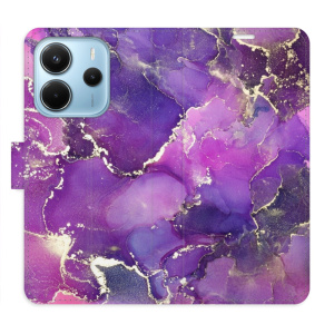 Flip pouzdro iSaprio na mobil Xiaomi Redmi Note 14 4G - Purple Marble s kapsičkami na karty