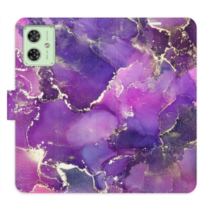 Flip pouzdro iSaprio na mobil Motorola Moto G54 5G - Purple Marble s kapsičkami na karty