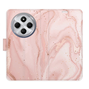 Flip pouzdro iSaprio na mobil Xiaomi Redmi 14C / Poco C75 - RoseGold Marble s kapsičkami na karty