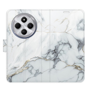 Flip pouzdro iSaprio na mobil Xiaomi Redmi 14C / Poco C75 - SilverMarble 15 s kapsičkami na karty