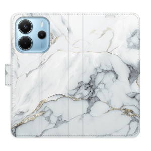 Flip pouzdro iSaprio na mobil Xiaomi Redmi Note 14 4G - SilverMarble 15 s kapsičkami na karty