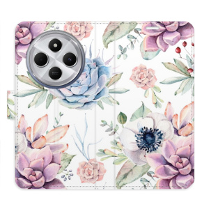 Flip pouzdro iSaprio na mobil Xiaomi Redmi 14C / Poco C75 - Succulents Pattern s kapsičkami na karty