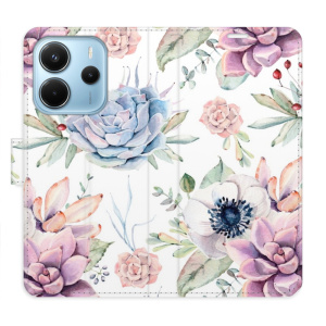 Flip pouzdro iSaprio na mobil Xiaomi Redmi Note 14 4G - Succulents Pattern s kapsičkami na karty