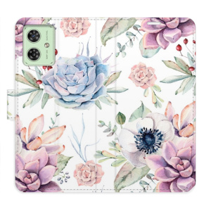 Flip pouzdro iSaprio na mobil Motorola Moto G54 5G - Succulents Pattern s kapsičkami na karty
