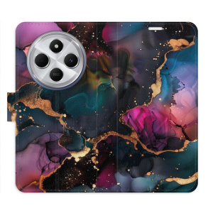 Flip pouzdro iSaprio na mobil Xiaomi Redmi 14C / Poco C75 - Dark Marble s kapsičkami na karty