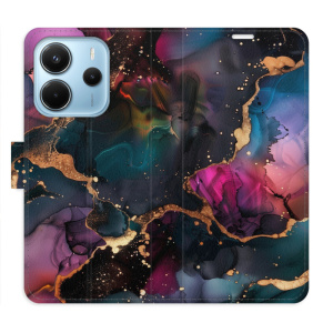 Flip pouzdro iSaprio na mobil Xiaomi Redmi Note 14 4G - Dark Marble s kapsičkami na karty