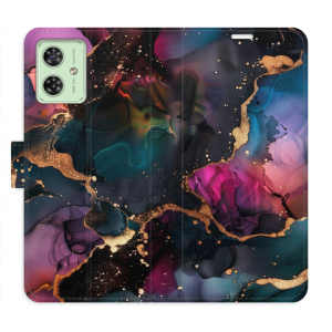 Flip pouzdro iSaprio na mobil Motorola Moto G54 5G - Dark Marble s kapsičkami na karty