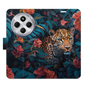 Flip pouzdro iSaprio na mobil Xiaomi Redmi 14C / Poco C75 - Flower Jaguar 02 s kapsičkami na karty
