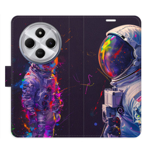 Flip pouzdro iSaprio na mobil Xiaomi Redmi 14C / Poco C75 - Neon Astronaut 02 s kapsičkami na karty