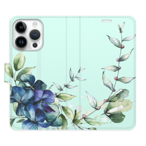 Flip pouzdro iSaprio - Apple iPhone 15 Pro - Blue Flowers - kapsičky na karty