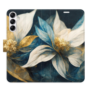 Flip pouzdro iSaprio - Samsung Galaxy A14 / A14 5G - Gold Flowers - kapsičky na karty
