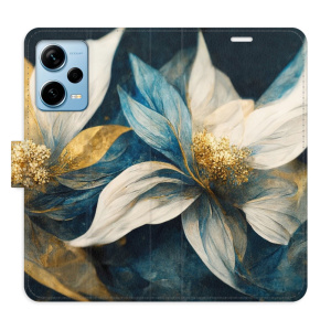 Flip pouzdro iSaprio - Xiaomi Redmi Note 12 Pro+ 5G - Gold Flowers - kapsičky na karty