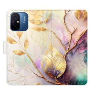 Flip pouzdro iSaprio - Xiaomi Redmi 12C - Gold Leaves 02 - kapsičky na karty