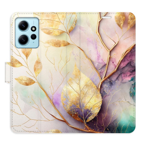 Flip pouzdro iSaprio - Xiaomi Redmi Note 12 5G / Poco X5 5G - Gold Leaves 02 - kapsičky na karty