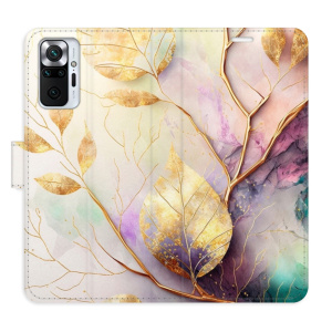 Flip pouzdro iSaprio - Xiaomi Redmi Note 10 Pro - Gold Leaves 02 - kapsičky na karty