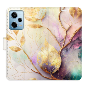 Flip pouzdro iSaprio - Xiaomi Redmi Note 12 Pro 5G / Poco X5 Pro 5G - Gold Leaves 02 - kapsičky na karty